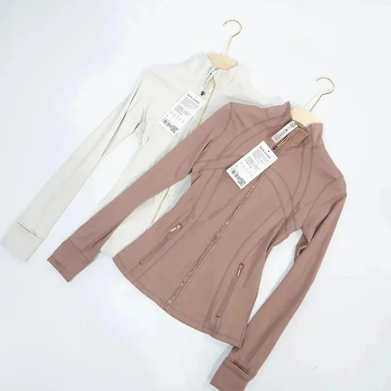 2025 Slimming Zipper Jacket Yoga Collar Light weight Quick Dry Sporty Thin Rose Gold Evening Summer Outerwear