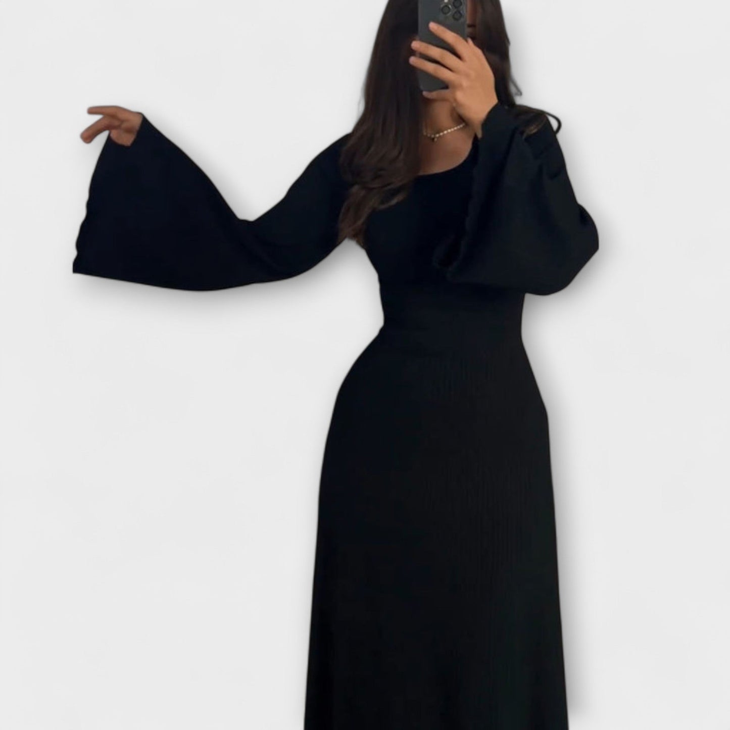 Stylish Knitted Dress with Waist Detail