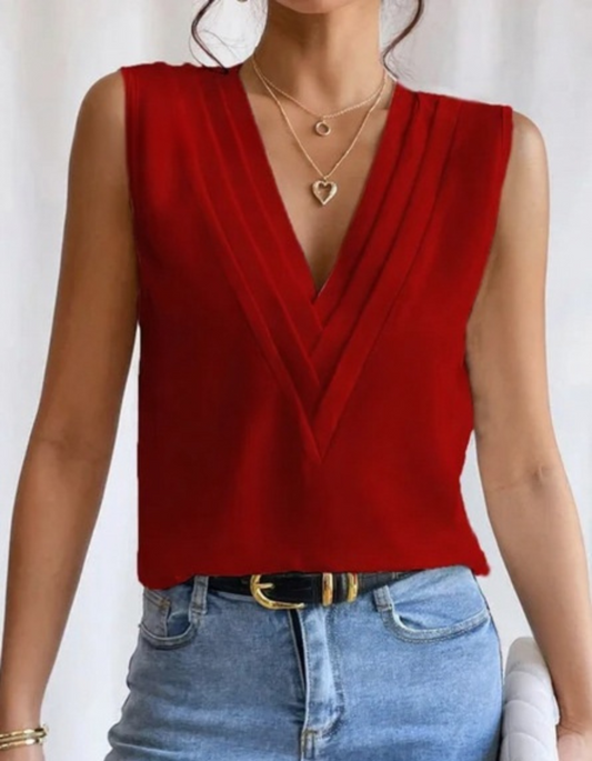 Lightweight Sleeveless V-Neck Top