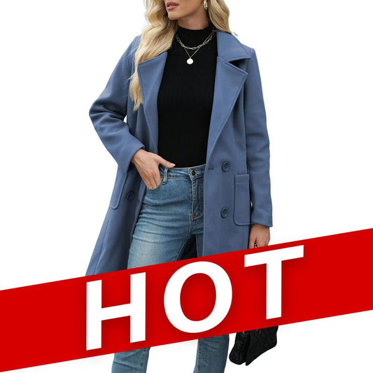 Casual Wool Blend Warm Coat with Notch Lapel for Winter Wear