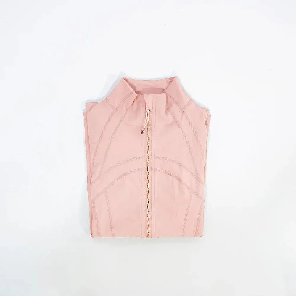 2025 Slimming Zipper Jacket Yoga Collar Light  weight Quick Dry Sporty Thin Rose Gold Evening Summer Outerwear