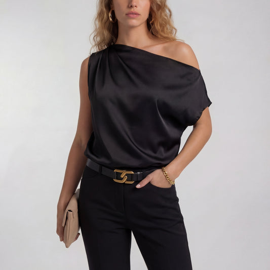 Chic satin One Shoulder Blouse